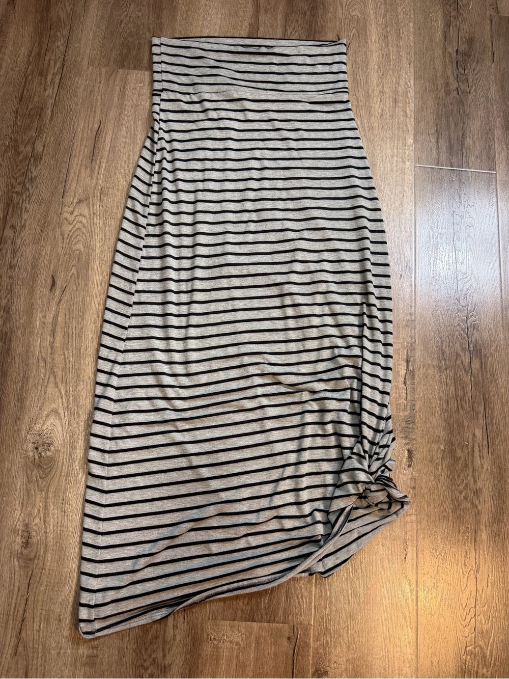 Brat Star Gray and Black Striped Maxi Skirt